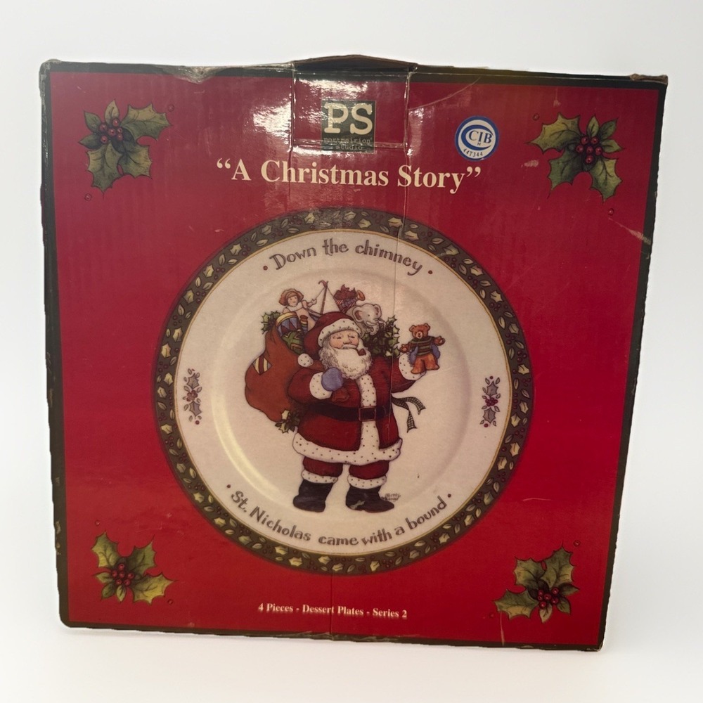 Vintage‎ Susan Winget Christmas Story Box Set Porcelain Salad Dessert Plates NEW